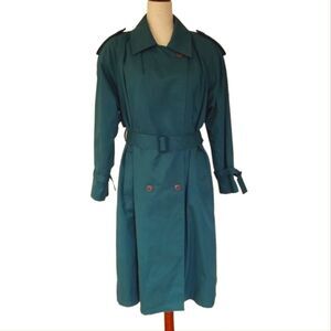 EUC Vintage John Weitz green premium quality Dupont Thermallite warm trenchcoat